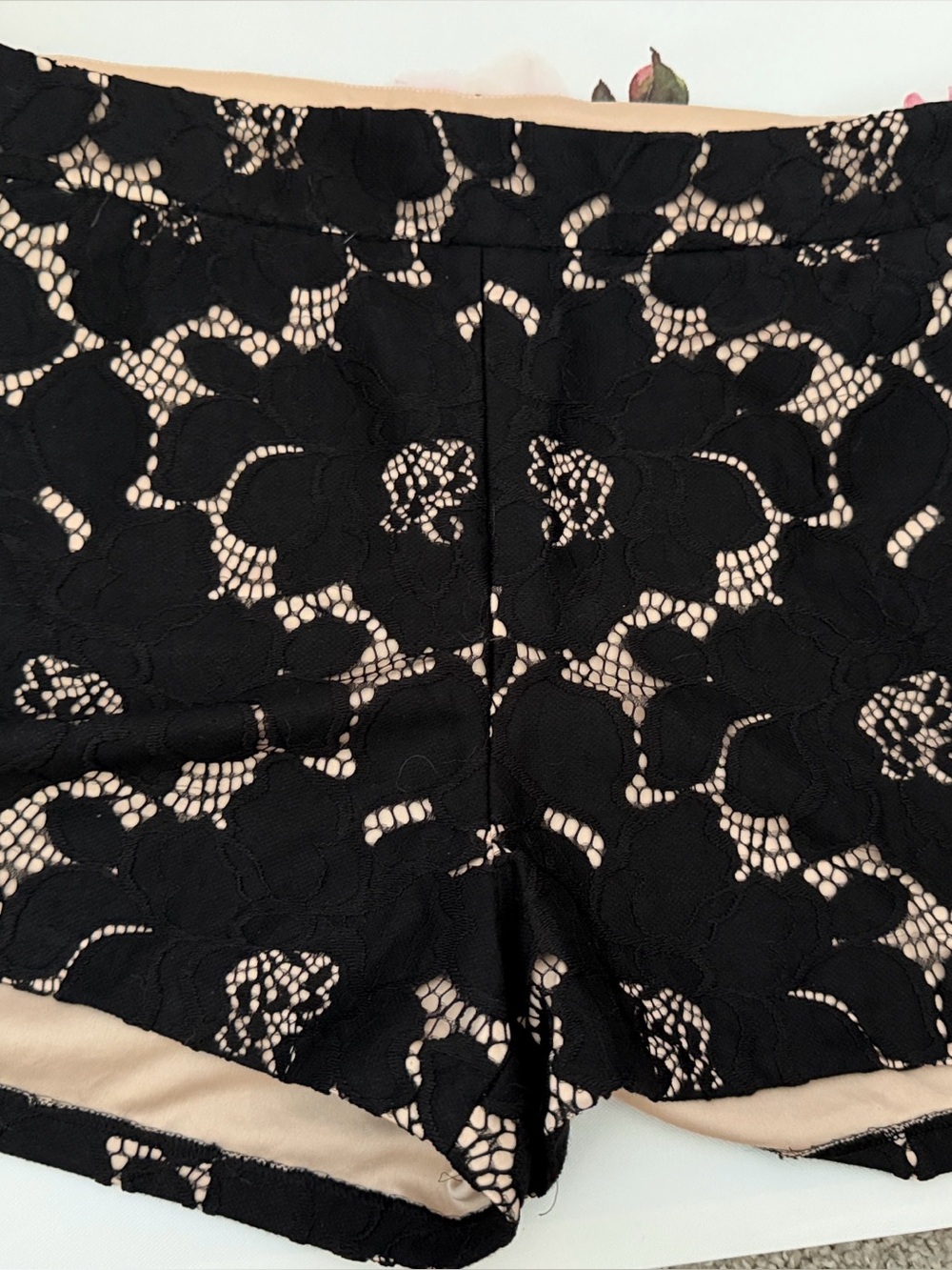 Express Black Lace Overlay Shorts